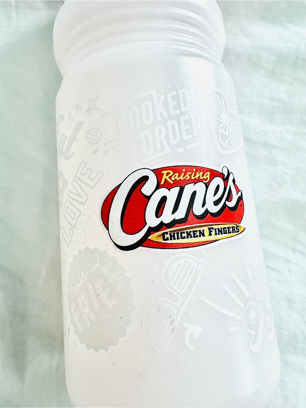 Raising Canes Water Bottle w Red Lid